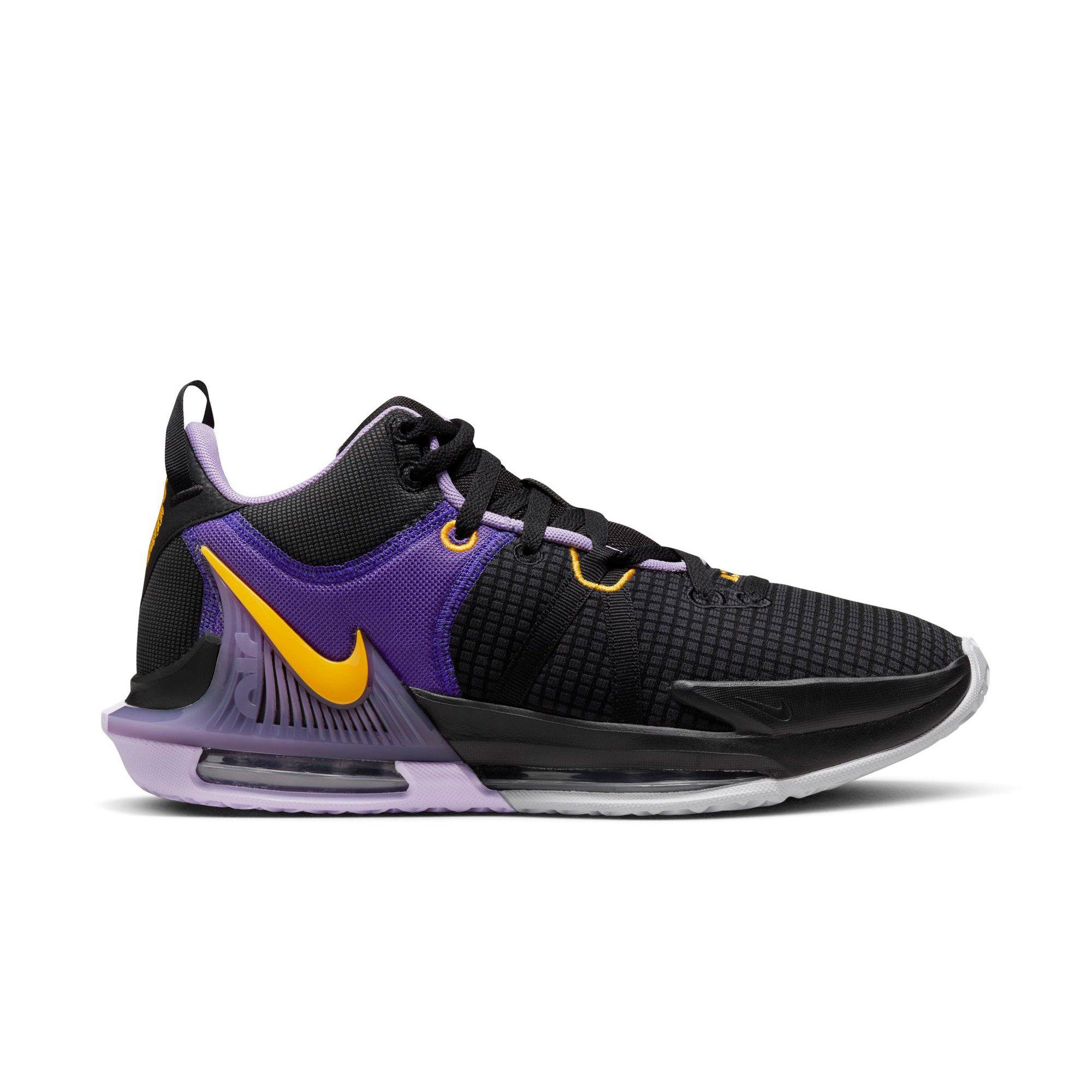 Lebron shoes store purple and gold